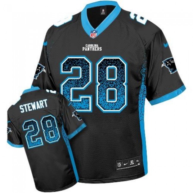 Carolina Panthers #28 Jonathan Stewart Black Team Color Youth Stitched NFL Elite Drift Fashion Jersey