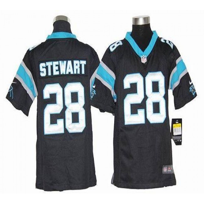 Carolina Panthers #28 Jonathan Stewart Black Team Color Youth Stitched NFL Elite Jersey