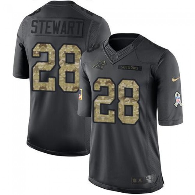 Carolina Panthers #28 Jonathan Stewart Black Youth Stitched NFL Limited 2016 Salute to Service Jersey