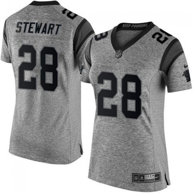 Women's Panthers #28 Jonathan Stewart Gray Stitched NFL Limited Gridiron Gray Jersey