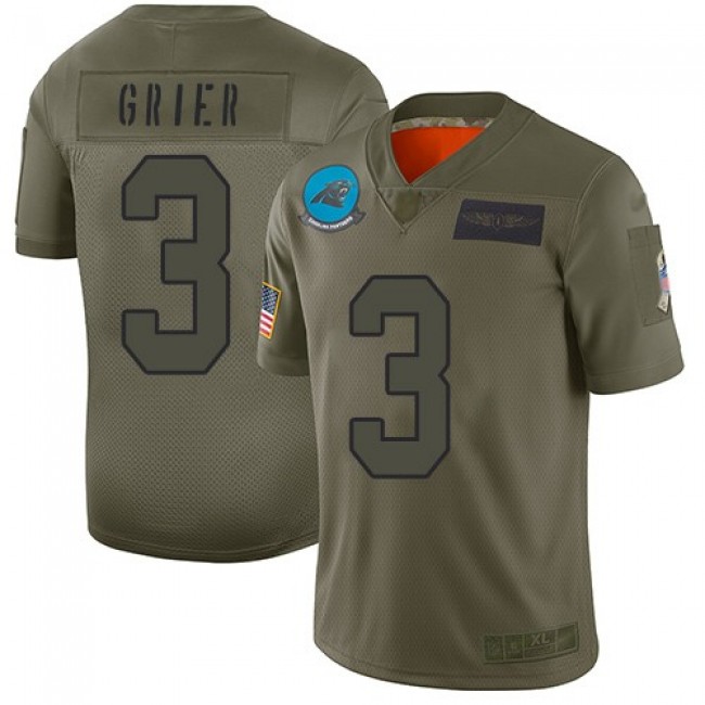 Nike Panthers #3 Will Grier Camo Men's Stitched NFL Limited 2019 Salute To Service Jersey