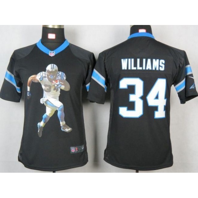 Carolina Panthers #34 DeAngelo Williams Black Team Color Youth Portrait Fashion NFL Game Jersey