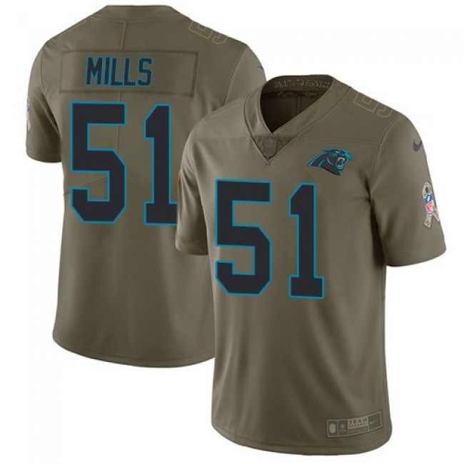 Carolina Panthers #51 Sam Mills Olive Youth Stitched NFL Limited 2017 Salute to Service Jersey