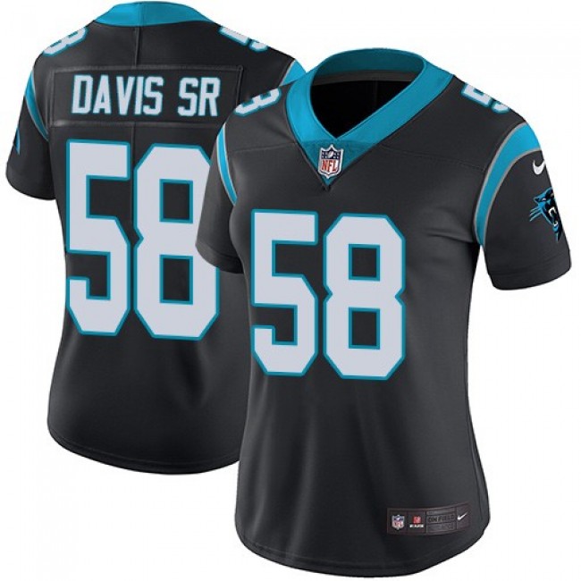 Women's Panthers #58 Thomas Davis Sr Black Team Color Stitched NFL Vapor Untouchable Limited Jersey