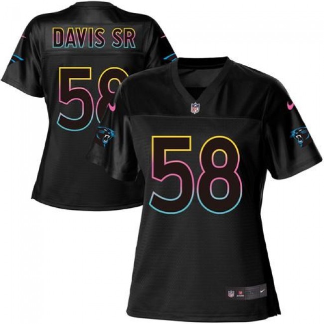 Women's Panthers #58 Thomas Davis Sr Black NFL Game Jersey