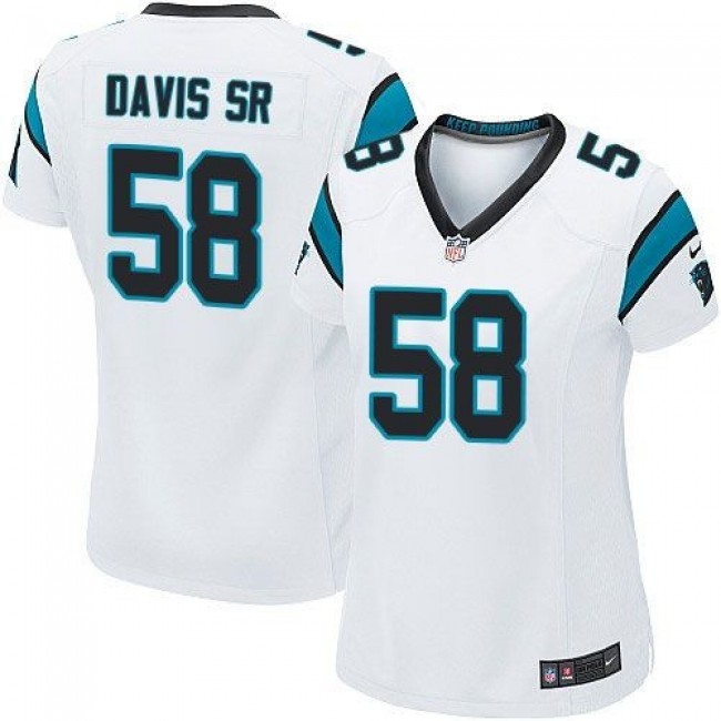 Women's Panthers #58 Thomas Davis Sr White Stitched NFL Elite Jersey