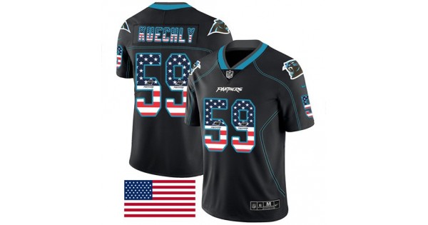 دارث فيدر Nike Panthers #59 Luke Kuechly Black Men's Stitched NFL Limited Rush USA Flag Jersey دارث فيدر