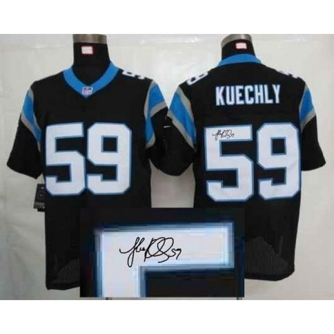 Nike Panthers #59 Luke Kuechly Black Team Color Men's Stitched NFL Elite Autographed Jersey