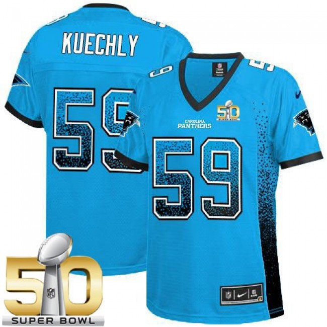 Women's Panthers #59 Luke Kuechly Blue Alternate Super Bowl 50 Stitched NFL Elite Drift Jersey