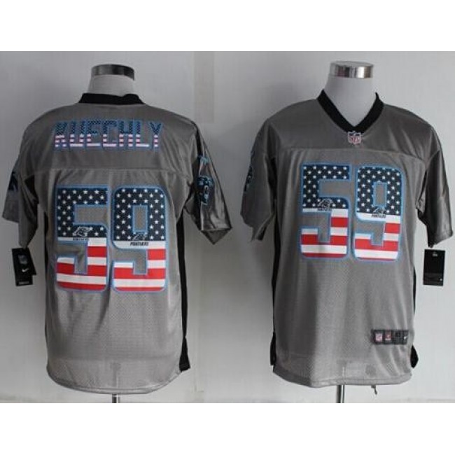 Nike Panthers #59 Luke Kuechly Grey Men's Stitched NFL Elite USA Flag Fashion Jersey