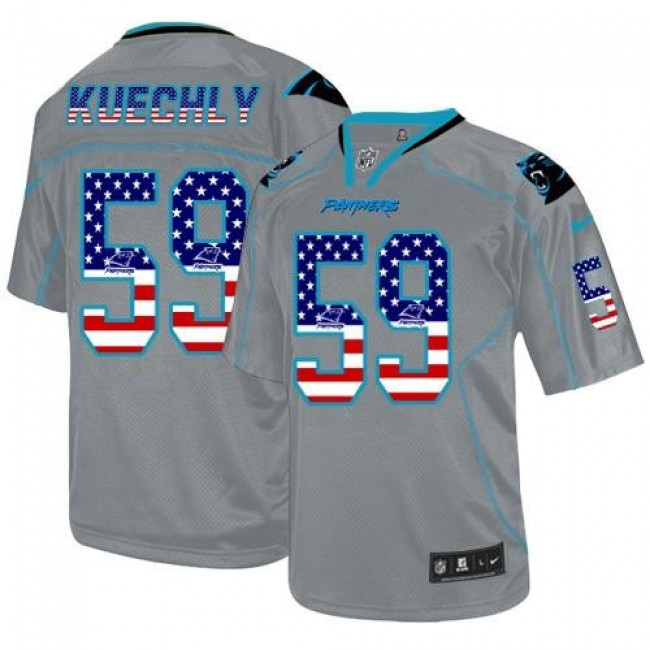 Nike Panthers #59 Luke Kuechly Lights Out Grey Men's Stitched NFL Elite USA Flag Fashion Jersey
