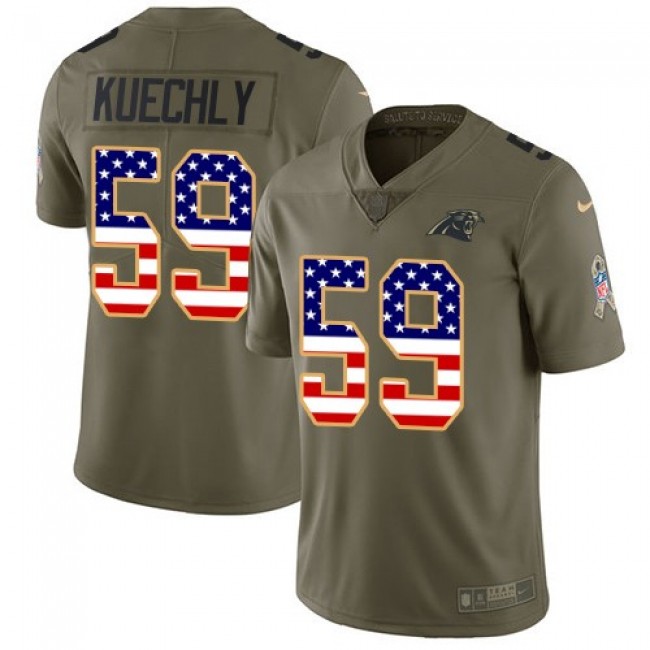 Carolina Panthers #59 Luke Kuechly Olive-USA Flag Youth Stitched NFL Limited 2017 Salute to Service Jersey