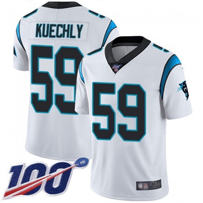 Nike Panthers #59 Luke Kuechly White Men's Stitched NFL 100th Season Vapor Limited Jersey