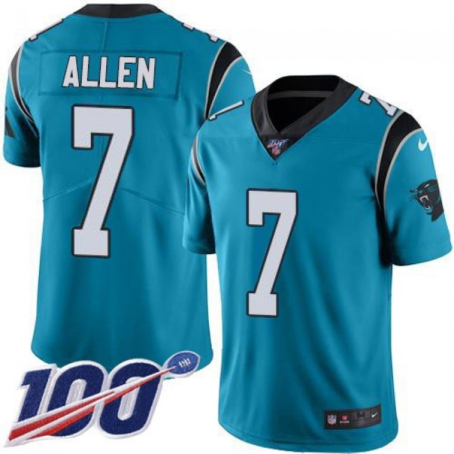 Nike Panthers #7 Kyle Allen Blue Men's Stitched NFL Limited Rush 100th Season Jersey