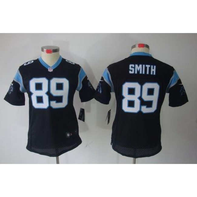 Women's Panthers #89 Steve Smith Black Team Color Stitched NFL Limited Jersey
