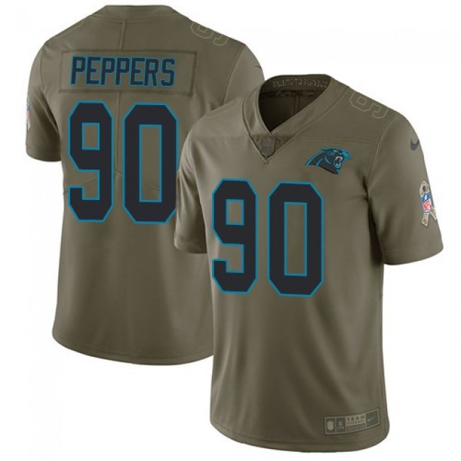 Nike Panthers #90 Julius Peppers Olive Men's Stitched NFL Limited 2017 Salute To Service Jersey