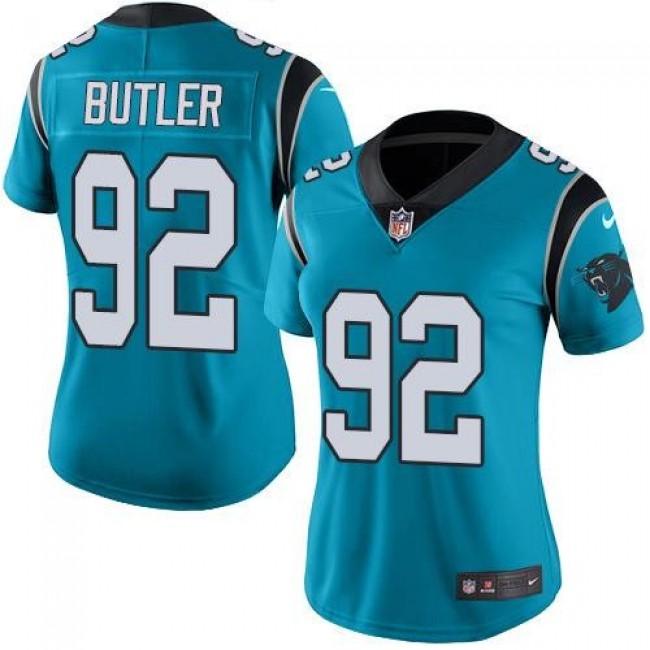 Women's Panthers #92 Vernon Butler Blue Stitched NFL Limited Rush Jersey