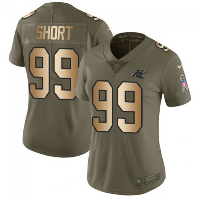 Women's Panthers #99 Kawann Short Olive Gold Stitched NFL Limited 2017 Salute to Service Jersey