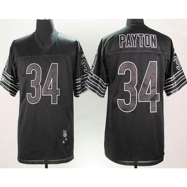 Bears #34 Walter Payton Black Shadow Stitched NFL Jersey