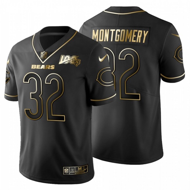 Chicago Bears #32 David Montgomery Men's Nike Black Golden Limited NFL 100 Jersey