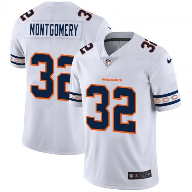 Chicago Bears #32 David Montgomery Nike White Team Logo Vapor Limited NFL Jersey