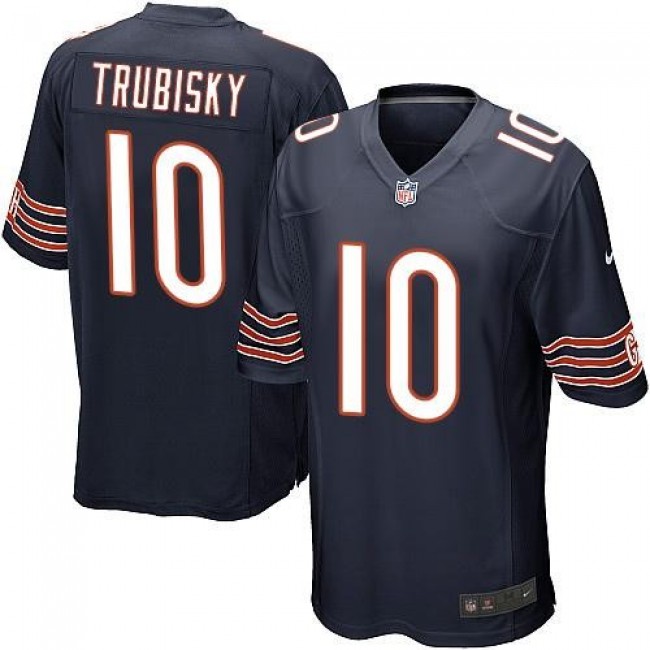 Chicago Bears #10 Mitchell Trubisky Navy Blue Team Color Youth Stitched NFL Elite Jersey