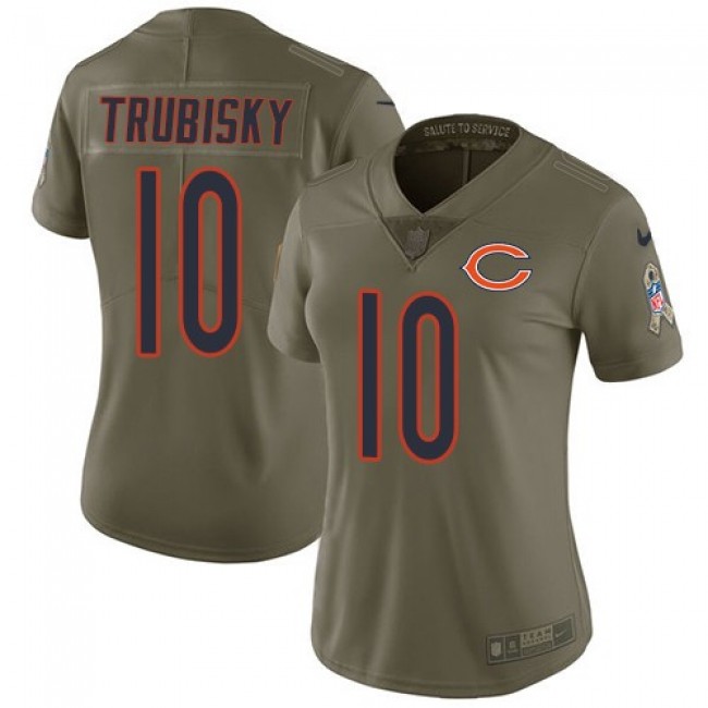 Women's Bears #10 Mitchell Trubisky Olive Stitched NFL Limited 2017 Salute to Service Jersey