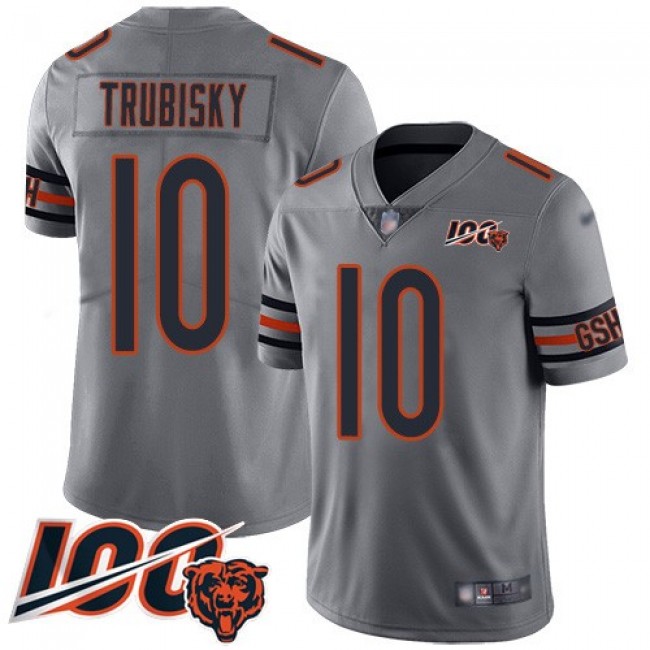 Nike Bears #10 Mitchell Trubisky Silver Men's Stitched NFL Limited Inverted Legend 100th Season Jersey