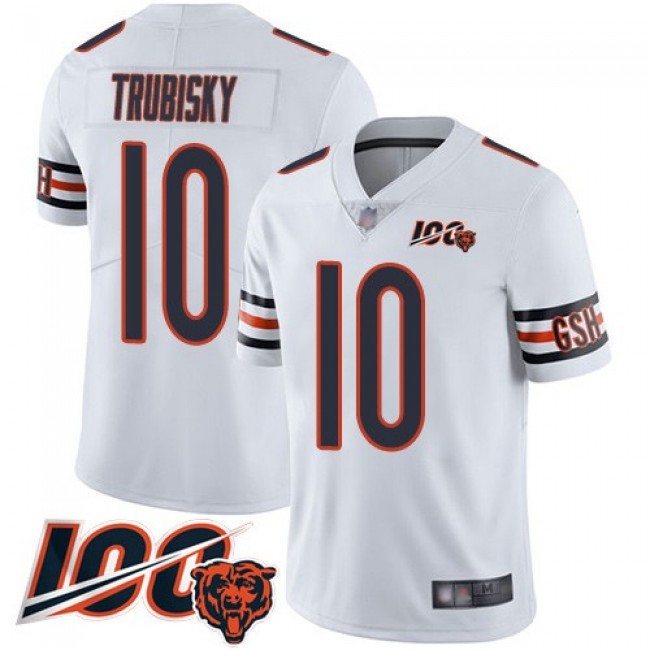 Nike Bears #10 Mitchell Trubisky White Men's Stitched NFL 100th Season Vapor Limited Jersey