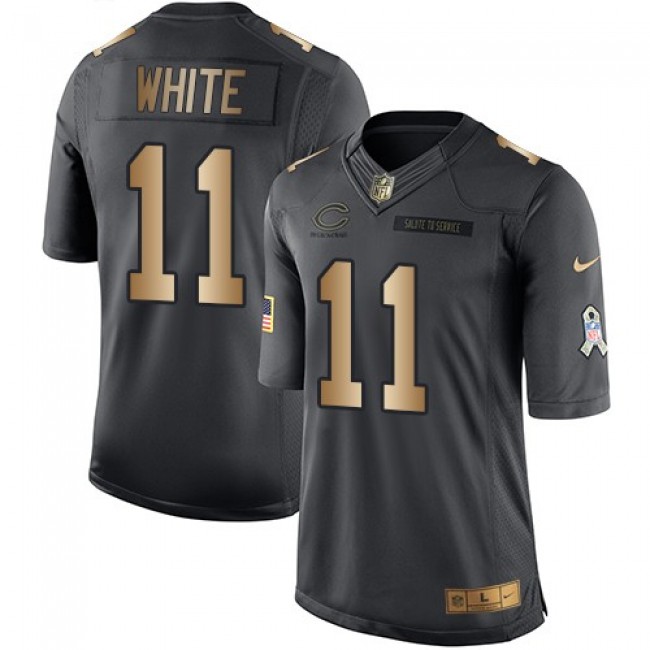 Chicago Bears #11 Kevin White Black Youth Stitched NFL Limited Gold Salute to Service Jersey