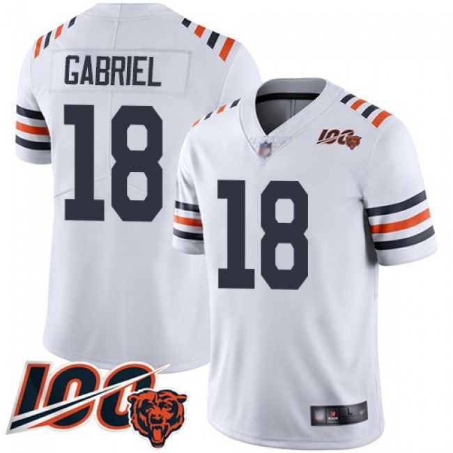 Nike Bears #18 Taylor Gabriel White Alternate Men's Stitched NFL Vapor Untouchable Limited 100th Season Jersey