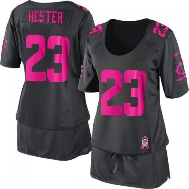 Women's Bears #23 Devin Hester Dark Grey Breast Cancer Awareness Stitched NFL Elite Jersey