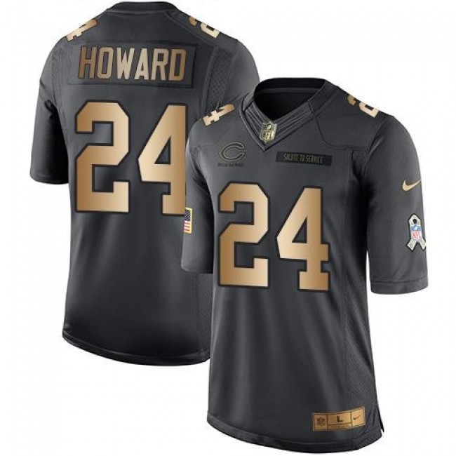 Chicago Bears #24 Jordan Howard Black Youth Stitched NFL Limited Gold Salute to Service Jersey