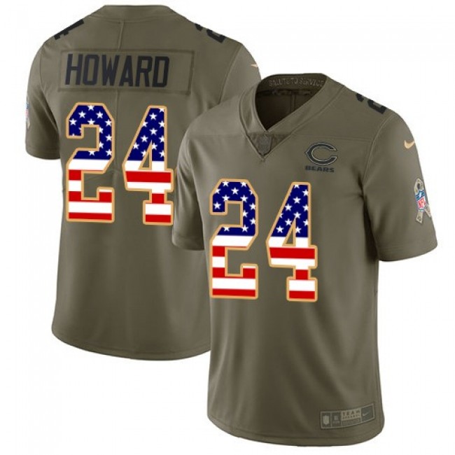 Chicago Bears #24 Jordan Howard Olive-USA Flag Youth Stitched NFL Limited 2017 Salute to Service Jersey