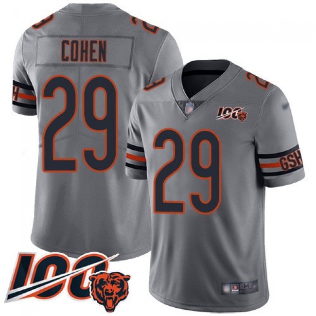 Nike Bears #29 Tarik Cohen Silver Men's Stitched NFL Limited Inverted Legend 100th Season Jersey