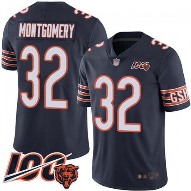 Nike Bears #32 David Montgomery Navy Blue Team Color Men's Stitched NFL 100th Season Vapor Limited Jersey