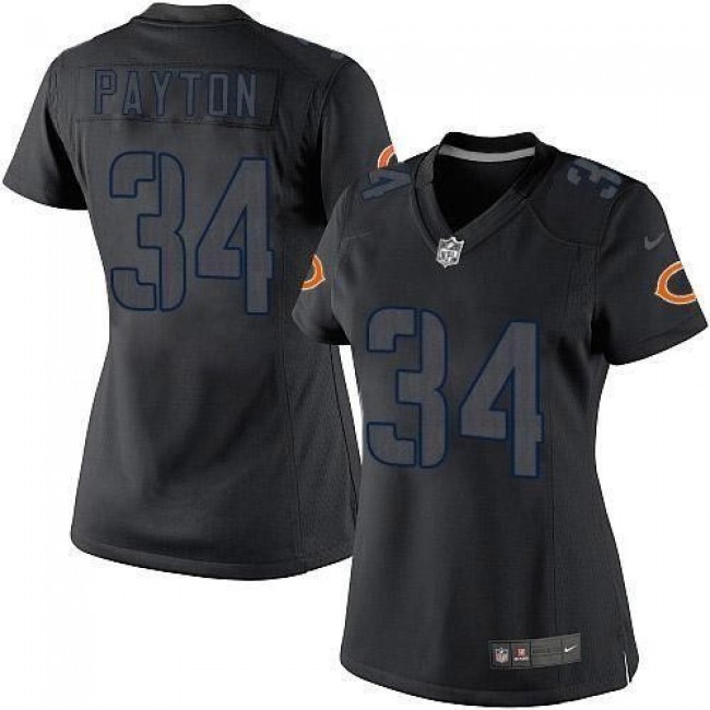 Women's Bears #34 Walter Payton Black Impact Stitched NFL Limited Jersey