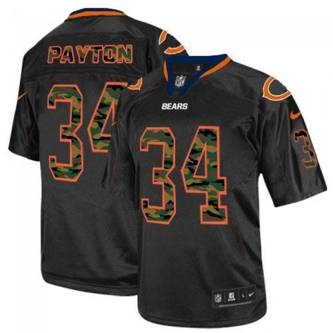 Nike Bears #34 Walter Payton Black Men's Stitched NFL Elite Camo Fashion Jersey