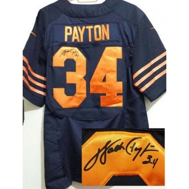 Nike Bears #34 Walter Payton Navy Blue Alternate Men's Stitched NFL Elite Autographed Jersey