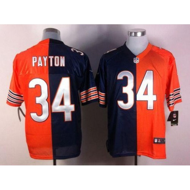 Nike Bears #34 Walter Payton Navy Blue/Orange Men's Stitched NFL Elite Split Jersey