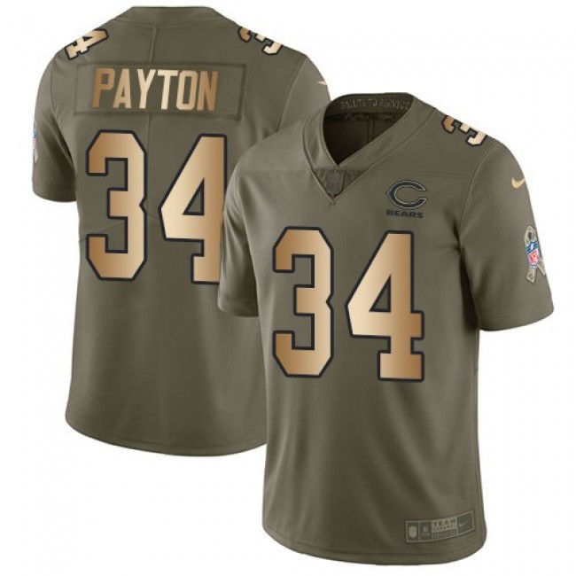 Chicago Bears #34 Walter Payton Olive-Gold Youth Stitched NFL Limited 2017 Salute to Service Jersey