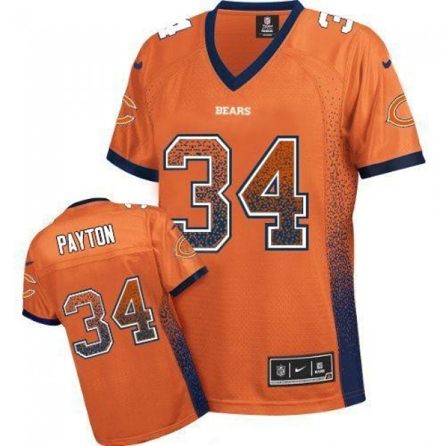 Women's Bears #34 Walter Payton Orange Alternate Stitched NFL Elite Drift Jersey