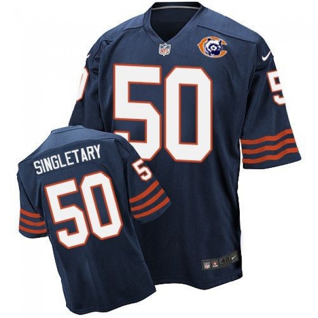 Nike Bears #50 Mike Singletary Navy Blue Throwback Men's Stitched NFL Elite Jersey