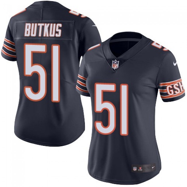 Women's Bears #51 Dick Butkus Navy Blue Team Color Stitched NFL Vapor Untouchable Limited Jersey