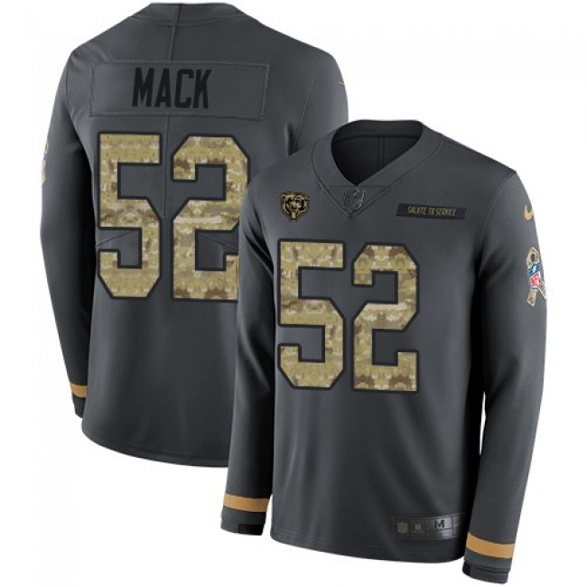 Nike Bears #52 Khalil Mack Anthracite Salute to Service Men's Stitched NFL Limited Therma Long Sleeve Jersey