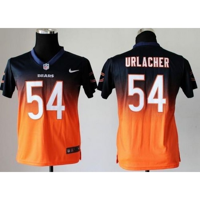 Chicago Bears #54 Brian Urlacher Navy Blue-Orange Youth Stitched NFL Elite Fadeaway Fashion Jersey