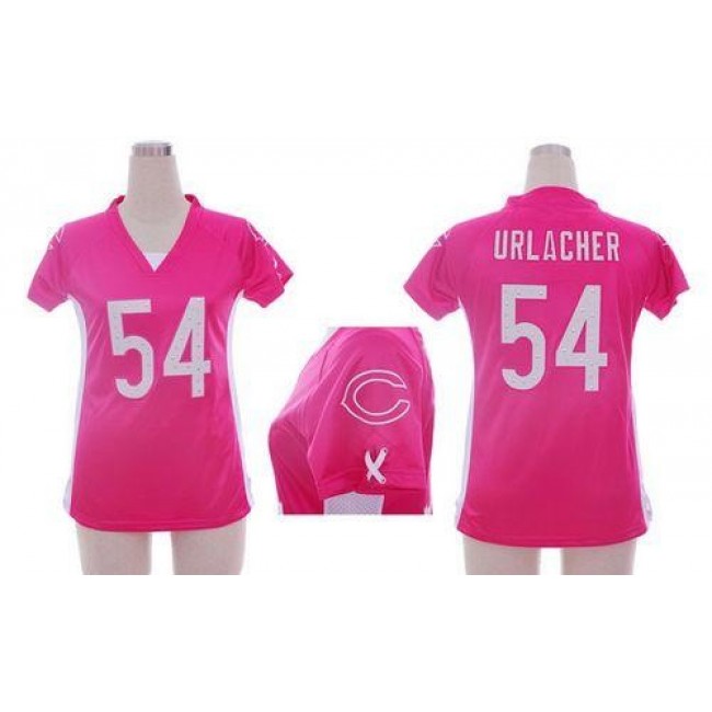 Women's Bears #54 Brian Urlacher Pink Draft Him Name Number Top Stitched NFL Elite Jersey