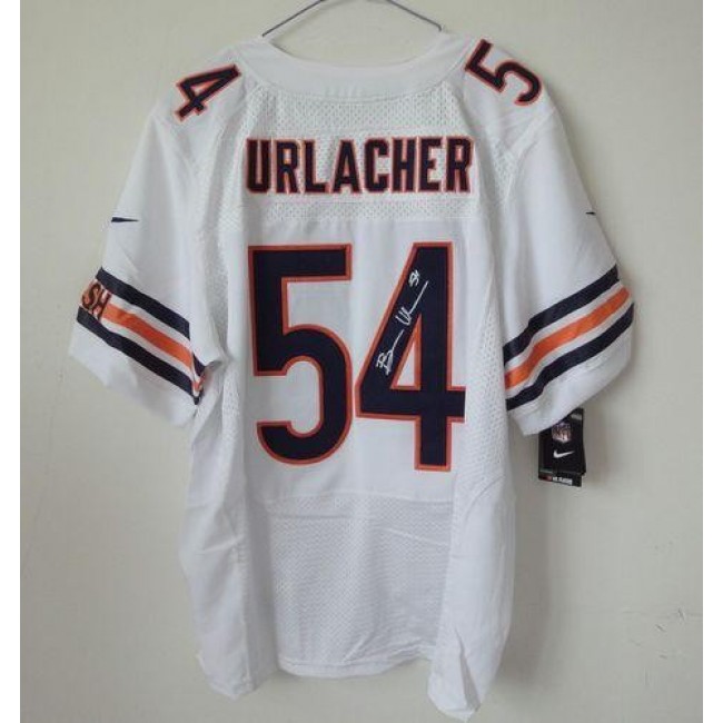 Nike Bears #54 Brian Urlacher White Men's Stitched NFL Elite Autographed Jersey