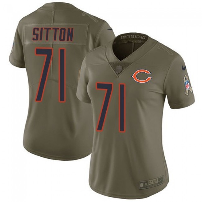 Women's Bears #71 Josh Sitton Olive Stitched NFL Limited 2017 Salute to Service Jersey