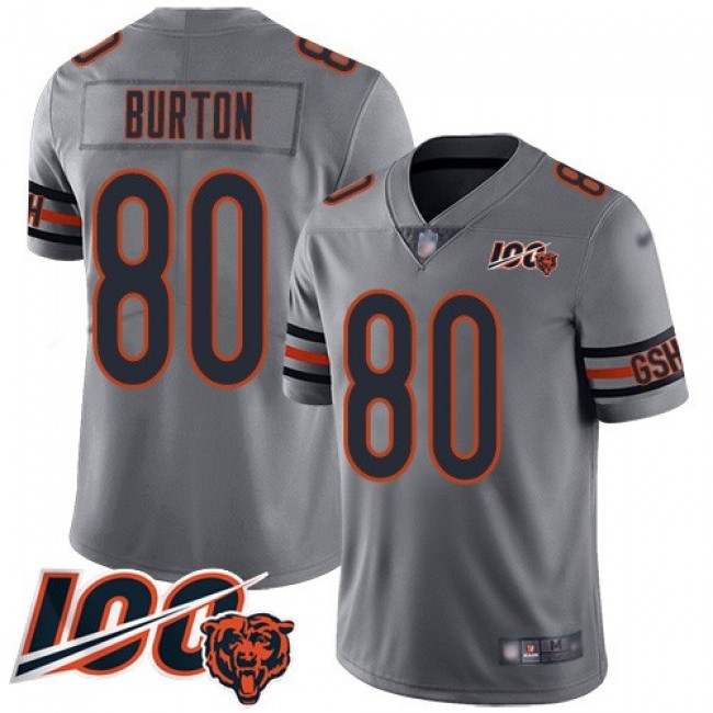 Nike Bears #80 Trey Burton Silver Men's Stitched NFL Limited Inverted Legend 100th Season Jersey